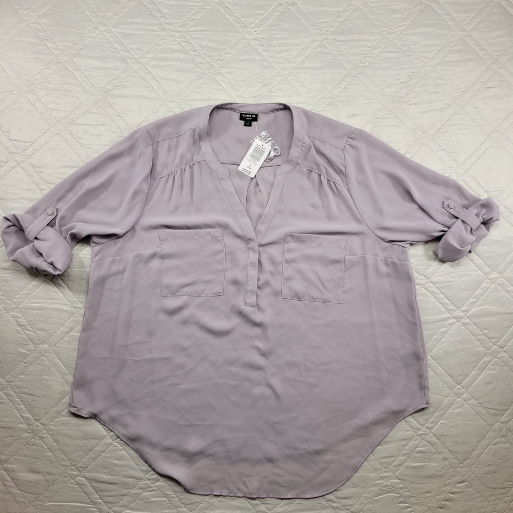 Torrid Harper Georgette 3/4 Sleeve Mauve Blouse Size‎ 2X nwt